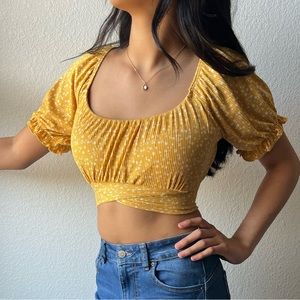 Love J Yellow Floral Crop Top